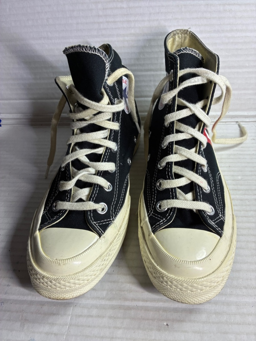 Converse black High-Top Canvas Sneakers with Cream Soles USED